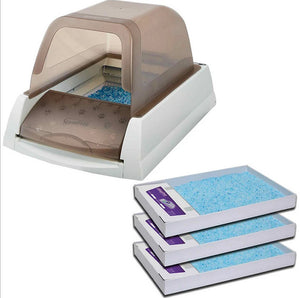 Self-Cleaning Cat Litter Box Tray Refills - Non-Clumping Crystal Cat Litter - 3-Pack